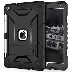 TIMISM iPad 9th Generation Case, iPad 8th/7th Generation Case, iPad 10.2 2021/2020/2019 Case with Kickstand, Heavy Duty Shockproof Hard Hybrid Three Layer Protective Cover, Black