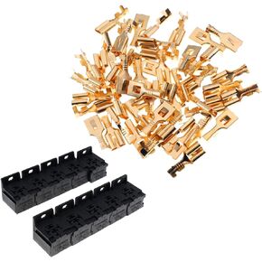 Pack-10 Relay Base Holders, 30-80A 5 Pin Sockets with 0.2 Inches Terminals Kit, Automobile Universal Replacement Accessories, for Most Cars, Trucks and Vans (Black)