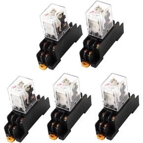 uxcell AC 24V Coil Red Light DPDT 8 Pins Power Relay 5 Pcs + Socket Base