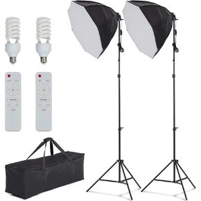 Softbox Photography Lighting Kit, Upgrade Continuous Lighting Kit with 2pcs 135W 5500K Bulbs, Professional Photo Studio Lighting for Video Recording, Portrait Shooting