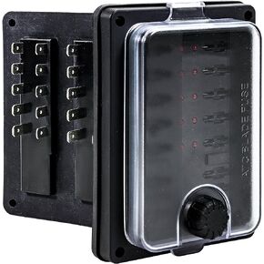 True Mods 10 Way Waterproof Fuse Box for Automotive [ATC/ATO Blade Fuses] [250 Amp] [Up to 25A per Socket] [LED Indicator] [12V - 32V DC] Auto Marine Fuse Block