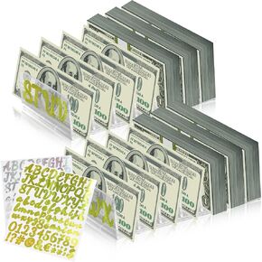 Large Acrylic Cash Trays 2 Pack Clear Money Organizer Kit 7 Section Clear Divider Cash Tray 2 Pack Laser Sticker Cash Holder Money Tray Organizer Clear Cash Organizer Cash Envelope Card for Cash