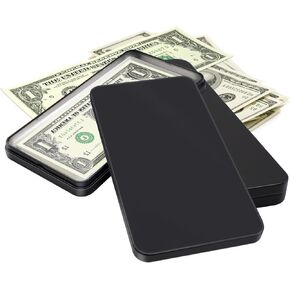 2 PCS Metal Cash Box with 100 PCS Clear Paper Money Holders, Single Row Currency Tray Money Organizer for Cash Transparent Currency Sleeves with Money Storage Box Dollar Bill Protector Holders Black