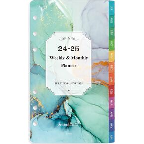 2024-2025 Planner Refills - Planner Refills 2024-2025, July 2024 - Jun 2025, A6 Planner Inserts 2024-2025, 3.75" x 6.75", 2024-2025 Weekly and Monthly Planner Refills, A6 Planner Refills, 6-Hole Punched - Green