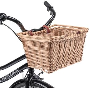 Bike Basket - Original Wicker Front Bicycle Bike Baskets - Handmade Woven Wicker Bike Basket with Adjustable Leather Straps