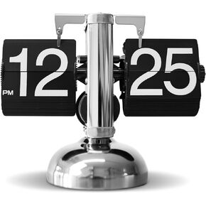 Flip Desk Clock Mechanical Retro Design Auto Flip Desk Digital Display Battery Powered Flip Down Clock for Home Office Decor (Black)