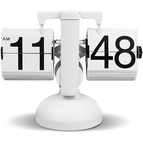 Flip Desk Clock Mechanical Retro Design Auto Flip Desk Digital Display Battery Powered Flip Down Clock for Home Office Decor (Black)