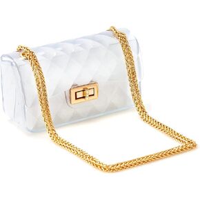 Semi Transparent Jelly Bag for Women,Lady Fashion Lovely Bag，Clear Bag Stadium Approved in Saudi Arabia