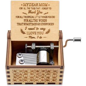 Music Box Gift for Daughter from Dad, Birthday Christmas to Daughter from Daddy, Hand Crank Wooden Musical Box Play You are My Sunshine
