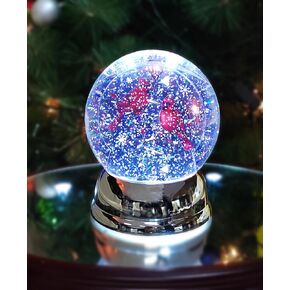 MOMENTS IN TIME 5.9“H Acrylic Cardinals Globe - LED Lights, Water Spinning Glitter, Battery Operated - Hand-Painted Polyresin