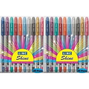 Linc Shine Sparkle Glitter Gel Pen - Pack of 2 (20 Pens) Extra Sparkle Shine - Buy Original from E-Retail Deals Only.