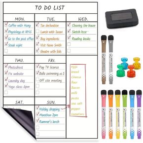 LUCYCAZ Dry Erase Board - 6 Weeks Whiteboard Calendar for Wall, 16" x 12" Magnetic Monthly Dry Erase Board, Hanging Double-Sided White Board, Portable Board for Home, School, Office, Kitchen