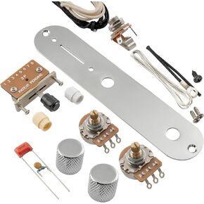 Musiclily Pro Guitar Tele DIY Wiring Kit Upgrade for American Style Telecaster with Control Plate 3-Way Switch and A250K Pots, Chrome
