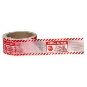 SmartSign 2 inch x 55 Yards StealGuard Blue Tamper Evident Packing Tape, Void Messaging Pattern, 0.92 mil PET Material, Made in USA