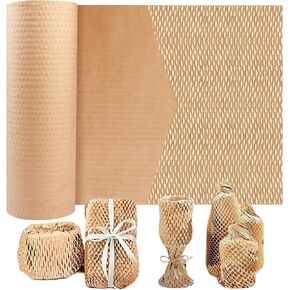YIJUHOU Honeycomb Packing Paper Wrap: 15"x400' Packing Paper Substitute Alternative to Bubble Wrap for Moving Shipping - Eco Friendly Packaging Material Wrap Protective Roll Brown