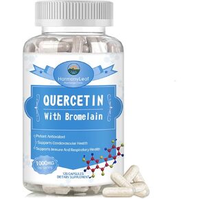 Quercetin 1000mg with Bromelain 200mg - Supports Antioxidant, Immune System and Cardiovascular Health - Bioflavonoid Supplement - Non-GMO, Gluten-Free - 120 Veg Capsules in Kuwait