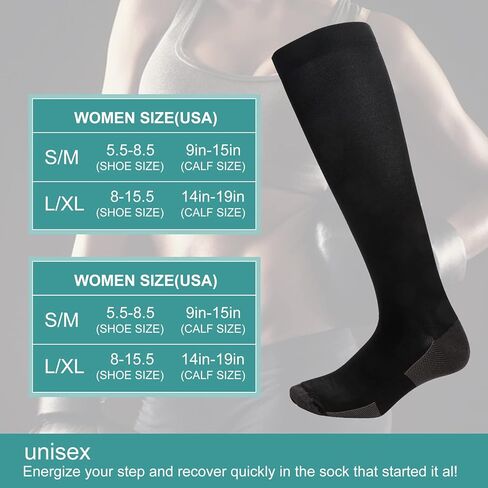 جوارب ضغط (3 أزواج) للرجال والنساء 15-20 ملم زئبق هي الأفضل لألعاب القوى والجري in Kuwait