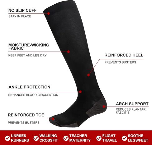 جوارب ضغط (3 أزواج) للرجال والنساء 15-20 ملم زئبق هي الأفضل لألعاب القوى والجري in Kuwait