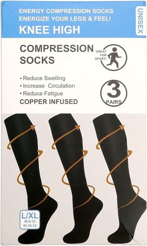 جوارب ضغط (3 أزواج) للرجال والنساء 15-20 ملم زئبق هي الأفضل لألعاب القوى والجري in Kuwait