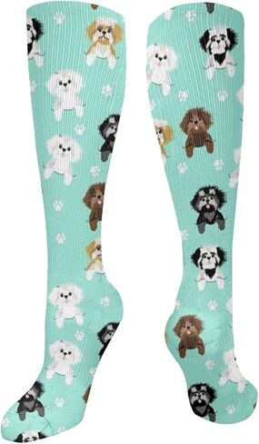 جوارب ضغط Shih Tzu Cute Shih Tsu Dogs Mint للنساء والرجال الدورة الدموية 15-20 مم زئبق هي أفضل دعم للجري الرياضي وركوب الدراجات، أبيض، مقاس واحد in Kuwait