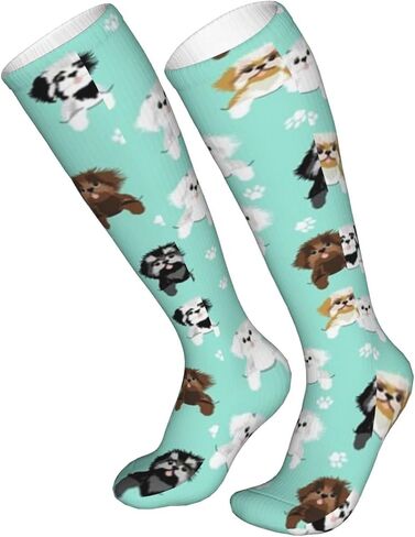 جوارب ضغط Shih Tzu Cute Shih Tsu Dogs Mint للنساء والرجال الدورة الدموية 15-20 مم زئبق هي أفضل دعم للجري الرياضي وركوب الدراجات، أبيض، مقاس واحد in Kuwait