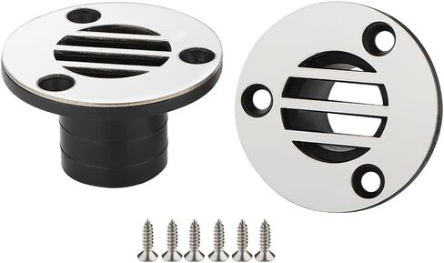 VTurboWay 2 قطعة من النايلون مع غطاء تقليم 316 SS مقاس 53 × 30 مم لتصريف أرضية القارب مناسب لمستلزمات تصريف سطح اليخوت وقوارب الكاياك، أسود، براغي تثبيت مجانية in Saudi Arabia