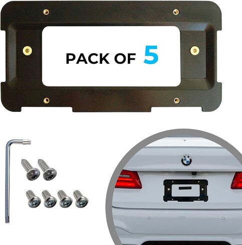 Rear Bumper License Plate Bracket for BMW 2000-2024, Plate Holder Set w 6 Screw Bolts & Wrench Kit, License Tag Mounting Kit, Quality Plate Holders in Kuwait