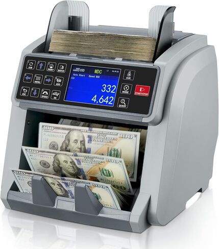 MUNBYN Money Counter Machine Mixed Denomination, Built-in Printer Mixed Denomination Money Counter, Value Counting Bill Counter, Serial Number, Multi Currency, 2CIS/UV/IR/MG/MT Counterfeit Detection in Saudi Arabia