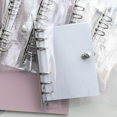 6PCS A5 PVC 6-Ring Binder Cover, Soft Round Ring Binder Cover, Loose Leaf Folder Snap Button Closure, Transparent Protector, Refillable Planner Binder for Meeting, Travel, Office Supplies in Saudi Arabia
