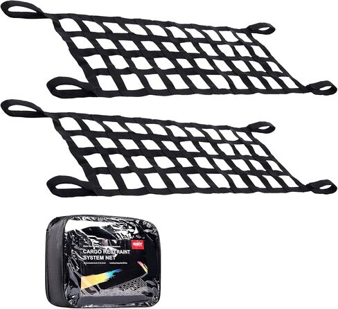 Orion Motor Tech Mesh Cargo Net 2 Pack، أرجوحة على السطح متوافقة مع 1987-2022 Jeep Wrangler YJ TJ JK JL & Gladiator JT Jeep Wrangler Hammock Top Net 4 أبواب و2 باب in Saudi Arabia