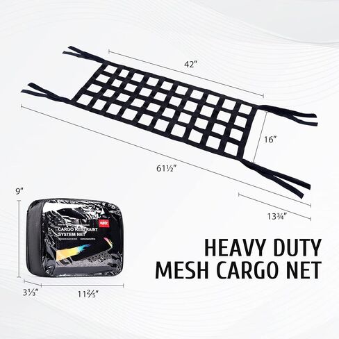 Orion Motor Tech Mesh Cargo Net 2 Pack، أرجوحة على السطح متوافقة مع 1987-2022 Jeep Wrangler YJ TJ JK JL & Gladiator JT Jeep Wrangler Hammock Top Net 4 أبواب و2 باب in Saudi Arabia
