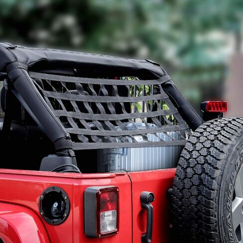Orion Motor Tech Mesh Cargo Net 2 Pack، أرجوحة على السطح متوافقة مع 1987-2022 Jeep Wrangler YJ TJ JK JL & Gladiator JT Jeep Wrangler Hammock Top Net 4 أبواب و2 باب in Saudi Arabia