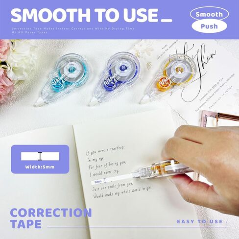 شريط تصحيح Whiteout عدد 12 أداة توزيع نظيفة وسهلة الاستخدام لإجراء تصحيحات فورية بطول 45.9 قدم لإدارة المكتب وتدوين الملاحظات وتدوين العلامات وصياغة سجل القصاصات in Kuwait