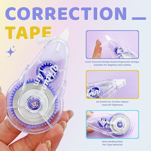 شريط تصحيح Whiteout عدد 12 أداة توزيع نظيفة وسهلة الاستخدام لإجراء تصحيحات فورية بطول 45.9 قدم لإدارة المكتب وتدوين الملاحظات وتدوين العلامات وصياغة سجل القصاصات in Kuwait