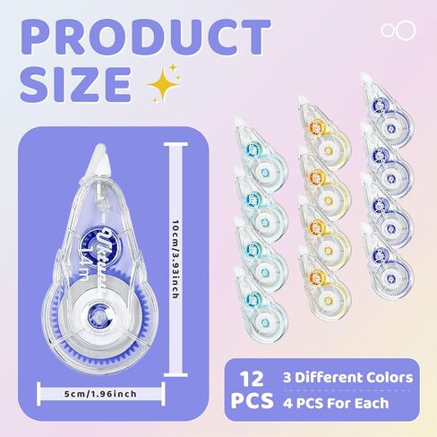 شريط تصحيح Whiteout عدد 12 أداة توزيع نظيفة وسهلة الاستخدام لإجراء تصحيحات فورية بطول 45.9 قدم لإدارة المكتب وتدوين الملاحظات وتدوين العلامات وصياغة سجل القصاصات in Kuwait