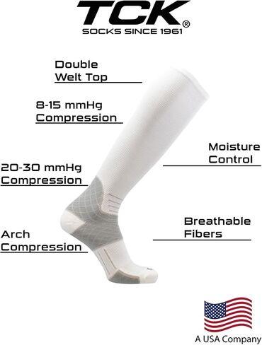 TCK Compression Socks For Women and Men, Over the Calf Graduated Compression 8-15 mmHg 20-30 mmHg in Saudi Arabia
