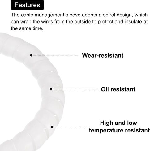 MECCANIXITY Spiral Tube Wrap Cable Management Sleeve 9.8ft 40mm ID Flexible PP Cord Organizer for Computer Wire Power Cable Gas Pipe Black in Saudi Arabia