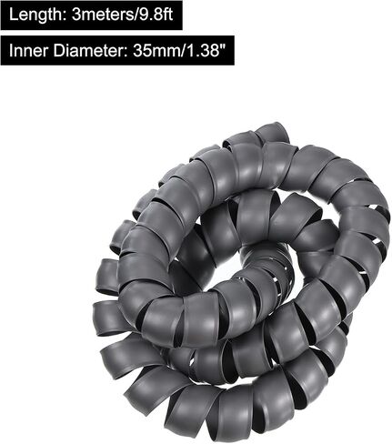 MECCANIXITY Spiral Tube Wrap Cable Management Sleeve 9.8ft 40mm ID Flexible PP Cord Organizer for Computer Wire Power Cable Gas Pipe Black in Saudi Arabia