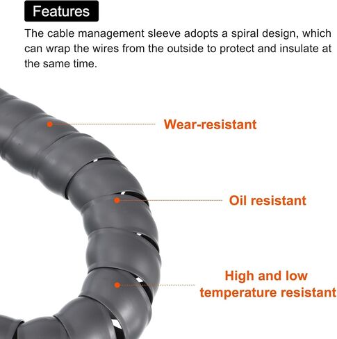 MECCANIXITY Spiral Tube Wrap Cable Management Sleeve 9.8ft 40mm ID Flexible PP Cord Organizer for Computer Wire Power Cable Gas Pipe Black in Saudi Arabia