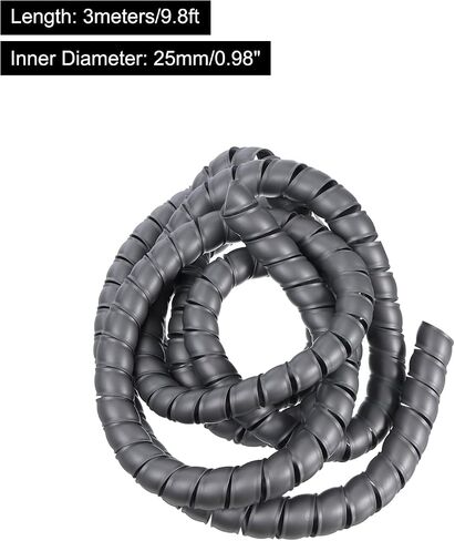 MECCANIXITY Spiral Tube Wrap Cable Management Sleeve 9.8ft 40mm ID Flexible PP Cord Organizer for Computer Wire Power Cable Gas Pipe Black in Saudi Arabia