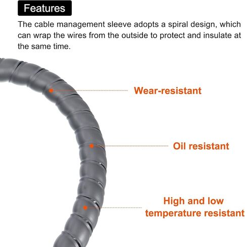 MECCANIXITY Spiral Tube Wrap Cable Management Sleeve 9.8ft 40mm ID Flexible PP Cord Organizer for Computer Wire Power Cable Gas Pipe Black in Saudi Arabia