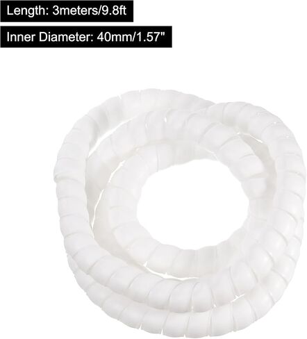 MECCANIXITY Spiral Tube Wrap Cable Management Sleeve 9.8ft 40mm ID Flexible PP Cord Organizer for Computer Wire Power Cable Gas Pipe Black in Saudi Arabia