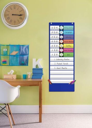 Daily Schedule Pocket Chart,Class Schedule with 13 Cards,13+1 Pockets in Saudi Arabia