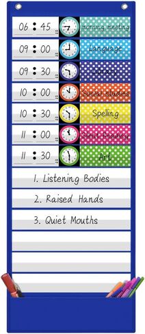Daily Schedule Pocket Chart,Class Schedule with 13 Cards,13+1 Pockets in Saudi Arabia