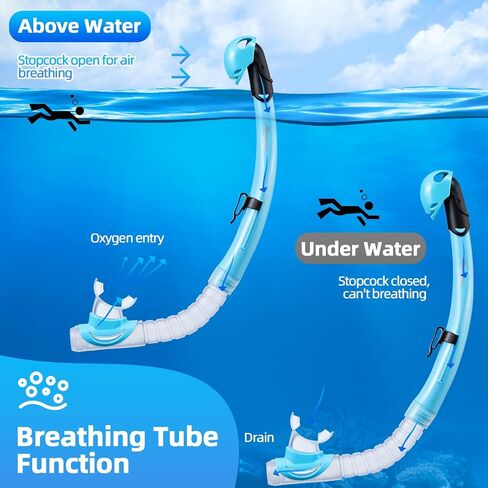 Kids Snorkeling Set Snorkel Mask Dry Top Snorkeling Gear Anti-Fog Diving Mask Tempered Glass with Mesh Bag for Kids Youth in Saudi Arabia