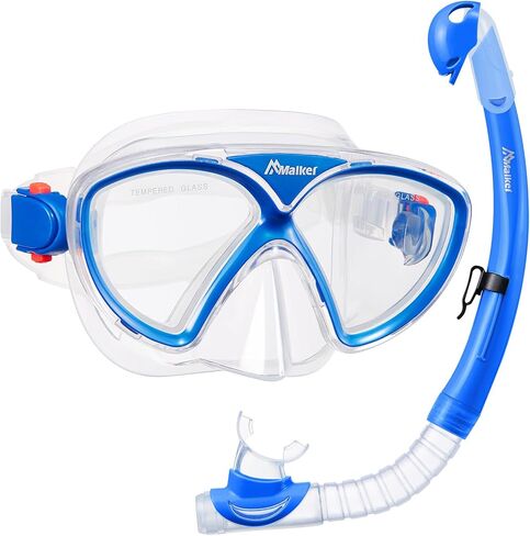 Kids Snorkeling Set Snorkel Mask Dry Top Snorkeling Gear Anti-Fog Diving Mask Tempered Glass with Mesh Bag for Kids Youth in Saudi Arabia