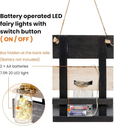 ديلي آرت ميسون جرة الشمعدانات ديكور الحائط، ريفي ميسون جرة الجدار الشمعدان شنقا جرة ميسون الشمعدانات مع أضواء LED خرافية، ديكور جدار المزرعة ديكورات البلد للمنزل، مجموعة من 2 in Kuwait