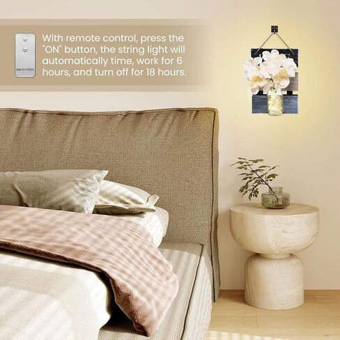 ديلي آرت ميسون جرة الشمعدانات ديكور الحائط، ريفي ميسون جرة الجدار الشمعدان شنقا جرة ميسون الشمعدانات مع أضواء LED خرافية، ديكور جدار المزرعة ديكورات البلد للمنزل، مجموعة من 2 in Kuwait