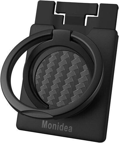 Phone Ring Holder, Phone Grip Finger Kickstand Wireless Charging Friendly, 360°Rotation Metal Phone Ring Grip Stand Work with Magnetic Car Mount for iPhone Samsung iPad Tablets & More - Black in Saudi Arabia