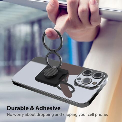 Phone Ring Holder, Phone Grip Finger Kickstand Wireless Charging Friendly, 360°Rotation Metal Phone Ring Grip Stand Work with Magnetic Car Mount for iPhone Samsung iPad Tablets & More - Black in Saudi Arabia